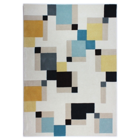 Abstract Blocks kék-okker szőnyeg 080x150cm